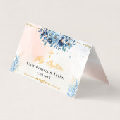 Blue Waterverf Modern Boy Dopen Place Card Kaart (Achterkant)