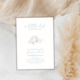 Blue Waterverf Modern Little Chef Baby shower Kaart