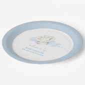 Blue Waterverf Modern Little Chef Baby shower Papieren Bordje (Gekanteld)