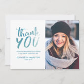 Blue Waterverf Modern Script Afstudeerder Dank u F Bedankkaart (Voorkant)