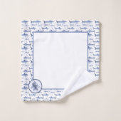 Blue Waterverf Monogram Shark Marine Life Zee Bad Handdoek (Wasdoekje)