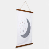 Blue Waterverf Moon Boho Nursery Decor Hangend Wandkleed (Gebogen)