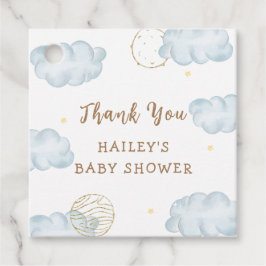 Blue Waterverf Moon Star Cloud Boy Baby shower Bedankjes Labels