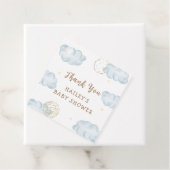 Blue Waterverf Moon Star Cloud Boy Baby shower Bedankjes Labels (In situ)