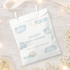 Blue Waterverf Moon Star Cloud Boy Baby shower Bedankzakje