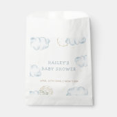 Blue Waterverf Moon Star Cloud Boy Baby shower Bedankzakje (Voorkant)