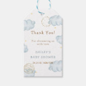 Blue Waterverf Moon Star Cloud Boy Baby shower Cadeaulabel (Voorkant)