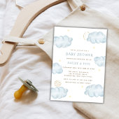 Blue Waterverf Moon Star Cloud Boy Baby shower Kaart