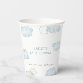 Blue Waterverf Moon Star Cloud Boy Baby shower Papieren Bekers