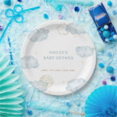 Blue Waterverf Moon Star Cloud Boy Baby shower Papieren Bordje (Feest)
