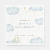 Blue Waterverf Moon Star Cloud Boy Baby shower Servet (Voorkant)
