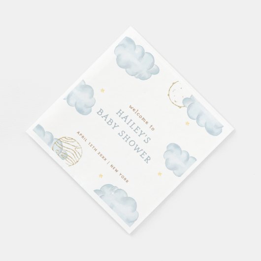 Blue Waterverf Moon Star Cloud Boy Baby shower Servet (Hoek)