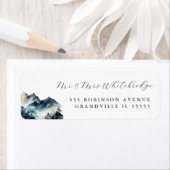 Blue Waterverf Mountain-adreslabel Etiket (Insitu)