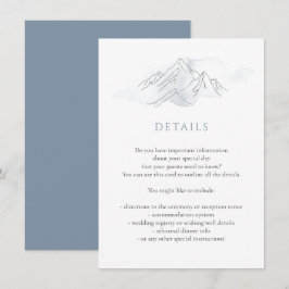 Blue Waterverf Mountain Natuur Wedding Details Informatiekaartje