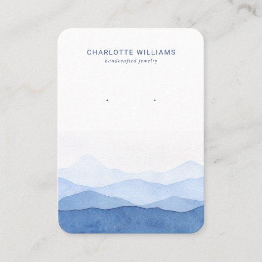 Blue Waterverf Mountain Sieraden Kaart Visitekaartje (Voorkant)