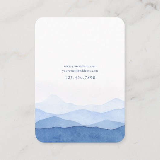 Blue Waterverf Mountain Sieraden Kaart Visitekaartje (Achterkant)