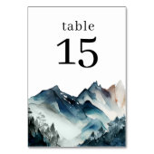 Blue Waterverf Mountain Table Number Kaart (Voorkant)
