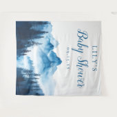 Blue Waterverf Mountains Baby shower achtergrond Wandkleed (Voorkant (horizontaal))