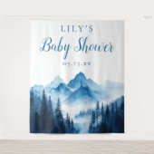 Blue Waterverf Mountains Baby shower achtergrond Wandkleed (Voorkant)