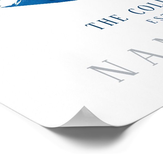 Blue Waterverf Nantucket Map Familie opgericht Poster (Hoek)