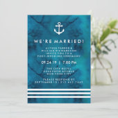 Blue Waterverf Nautical Post Wedding Ceremonie Kaart (Staand voorkant)
