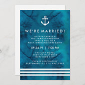 Blue Waterverf Nautical Post Wedding Ceremonie Kaart (Voorkant / Achterkant)