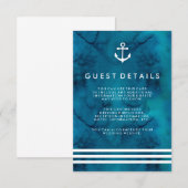 Blue Waterverf Nautical Wedding Gastinformatie Informatiekaartje (Voorkant / Achterkant)