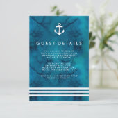 Blue Waterverf Nautical Wedding Gastinformatie Informatiekaartje (Staand voorkant)
