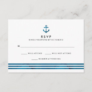Blue Waterverf Nautical Wedding RSVP