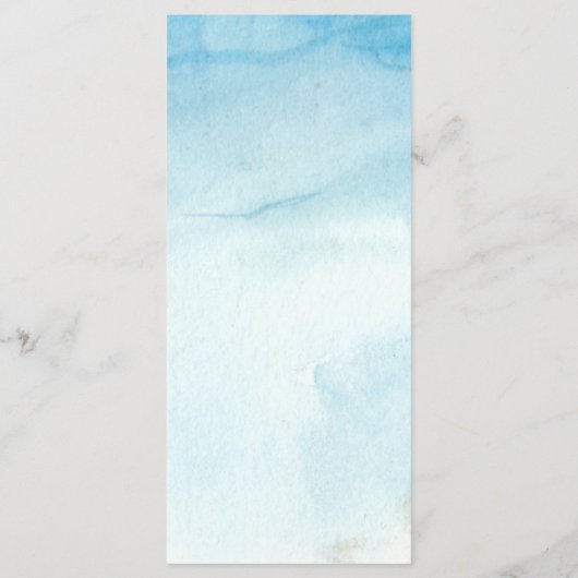 Blue Waterverf Ocean Beach Sand Weddenrennen Menu (Achterkant)