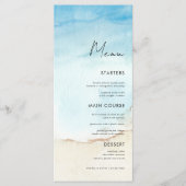 Blue Waterverf Ocean Beach Sand Weddenrennen Menu (Voorkant)