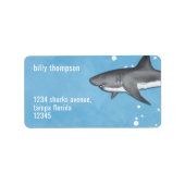 Blue Waterverf Ocean Sharks retouradres Etiket (Voorkant)