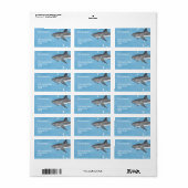 Blue Waterverf Ocean Sharks retouradres Etiket (Full Sheet)