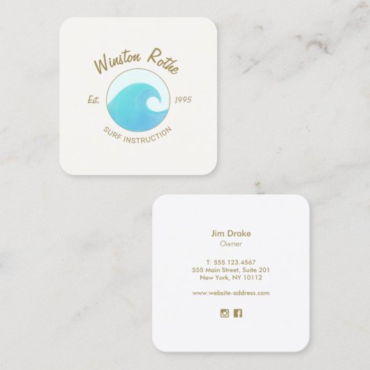 Blue Waterverf Ocean Wave Logo Visitekaartje (Voorkant / Achterkant)