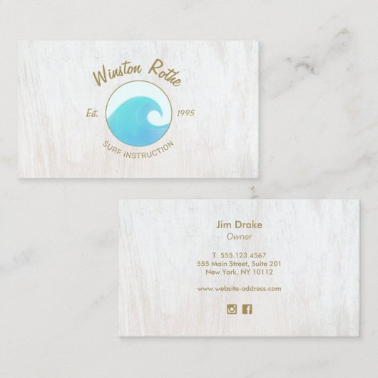 Blue Waterverf Ocean Wave Logo Visitekaartje (Voorkant / Achterkant)