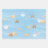 Blue Waterverf Ocean Waves Pattern Inpakpapier Vel (Voorkant)