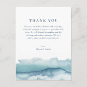 Blue Waterverf Ocean Wedding Aankondigingskaart (Voorkant)