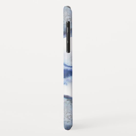 Blue Waterverf Ombre Marble Monogram Case-Mate iPhone Case (Achterkant/links)