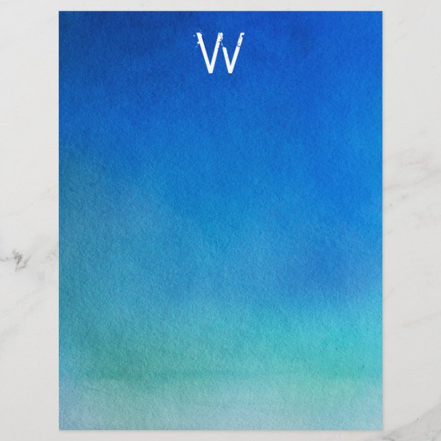Blue Waterverf Ombre Monogram (Voorkant)