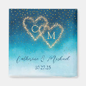Blue Waterverf Ombre Monogrammed Magneet (Voorkant)