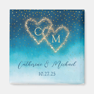 Blue Waterverf Ombre Monogrammed Magneet