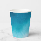 Blue Waterverf Ombre Monogrammed Papieren Bekers (Achterkant)