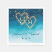 Blue Waterverf Ombre Monogrammed Servet (Voorkant)