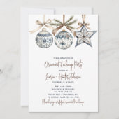 Blue Waterverf Ornament Exchange Holiday Party Kaart (Voorkant)