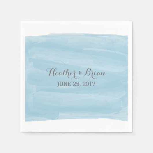 Blue Waterverf Paper Napkins Servetten (Voorkant)
