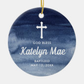 Blue Waterverf Personalized Baptism Christening Keramisch Ornament (Voorkant)