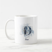 Blue Waterverf Personalized Name Letter Initiaal D Koffiemok (Links)