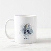 Blue Waterverf Personalized Name Letter Initiaal K Koffiemok (Links)