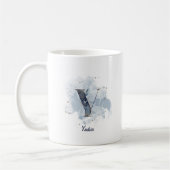 Blue Waterverf Personalized Name Letter Initiaal Y Koffiemok (Links)