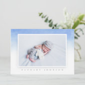 Blue Waterverf Photo Baptism Party Invitation Kaart (Staand voorkant)
